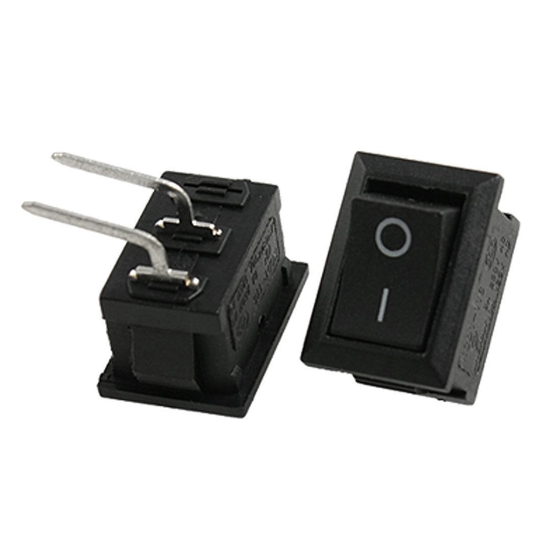 5pcs AC 6A/250V 10A/125V Right Angle 2 Pin ON-OFF I/O SPST Snap In Rocker Switch