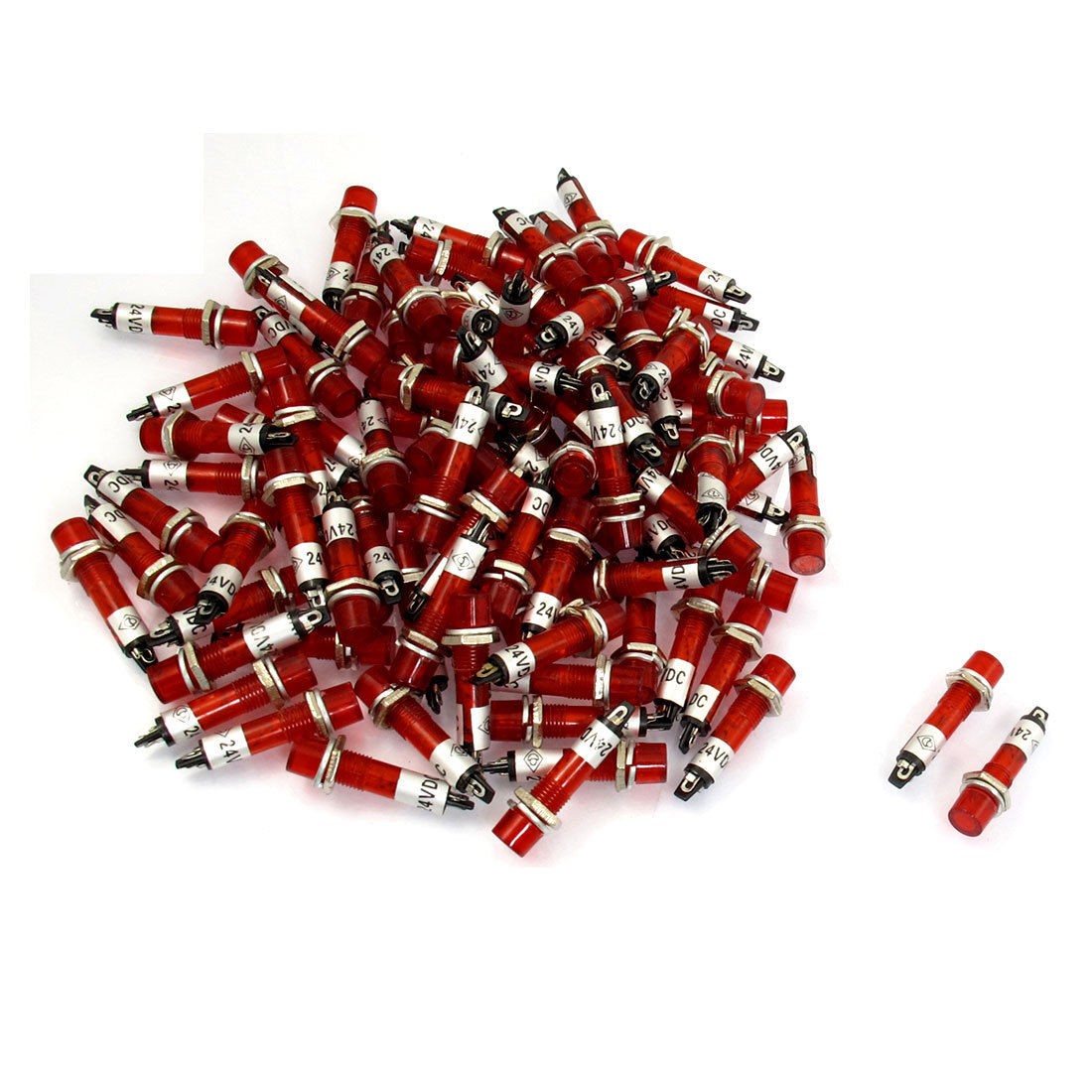 100 Pcs Recessed Red Bulb Signal Indicator Light Pilot Lamp DC 24V 7mm Holing
