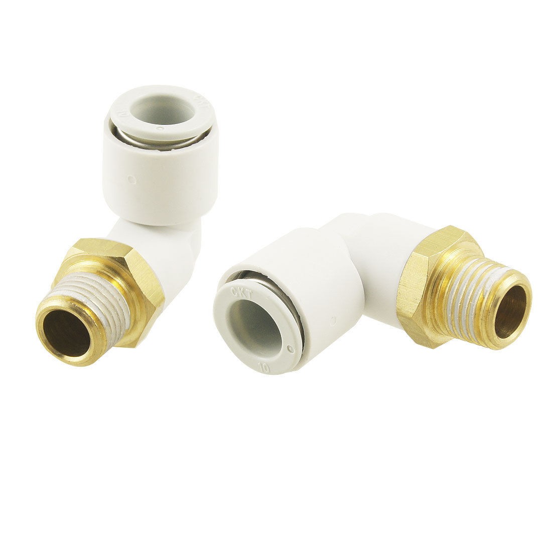 10 Pcs 1 4" PT to 10mm Tube 90 Degree Pneumatic Push in Quick Connectors