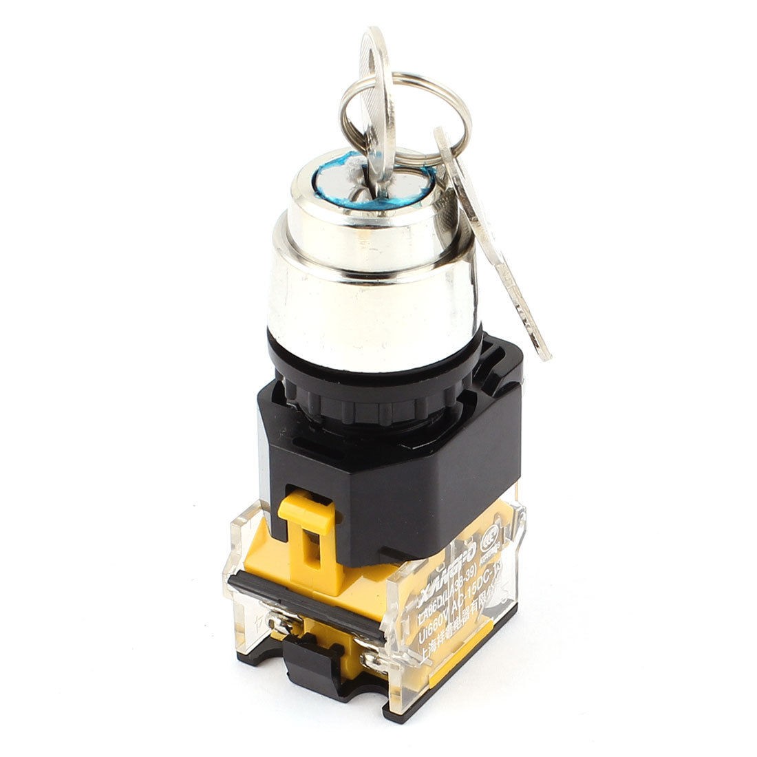 660V 22mm Threaded DPST 3 Positions Keylock Rotary Selector Switch w 2KEYS