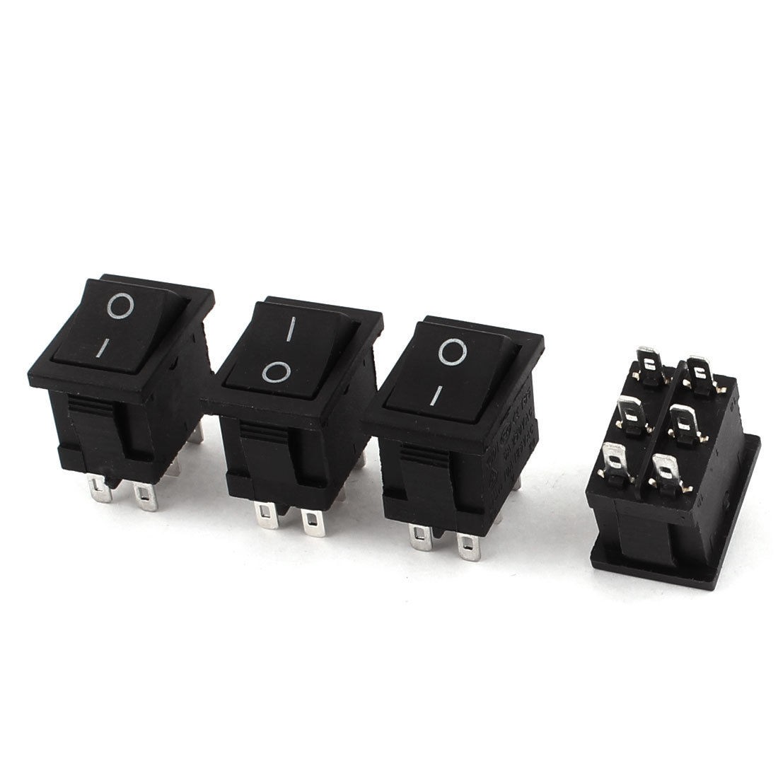 AC 250V 6A 125V 10A DPDT on Off 2 Position 6pin Boat Rocker Switch 4pcs