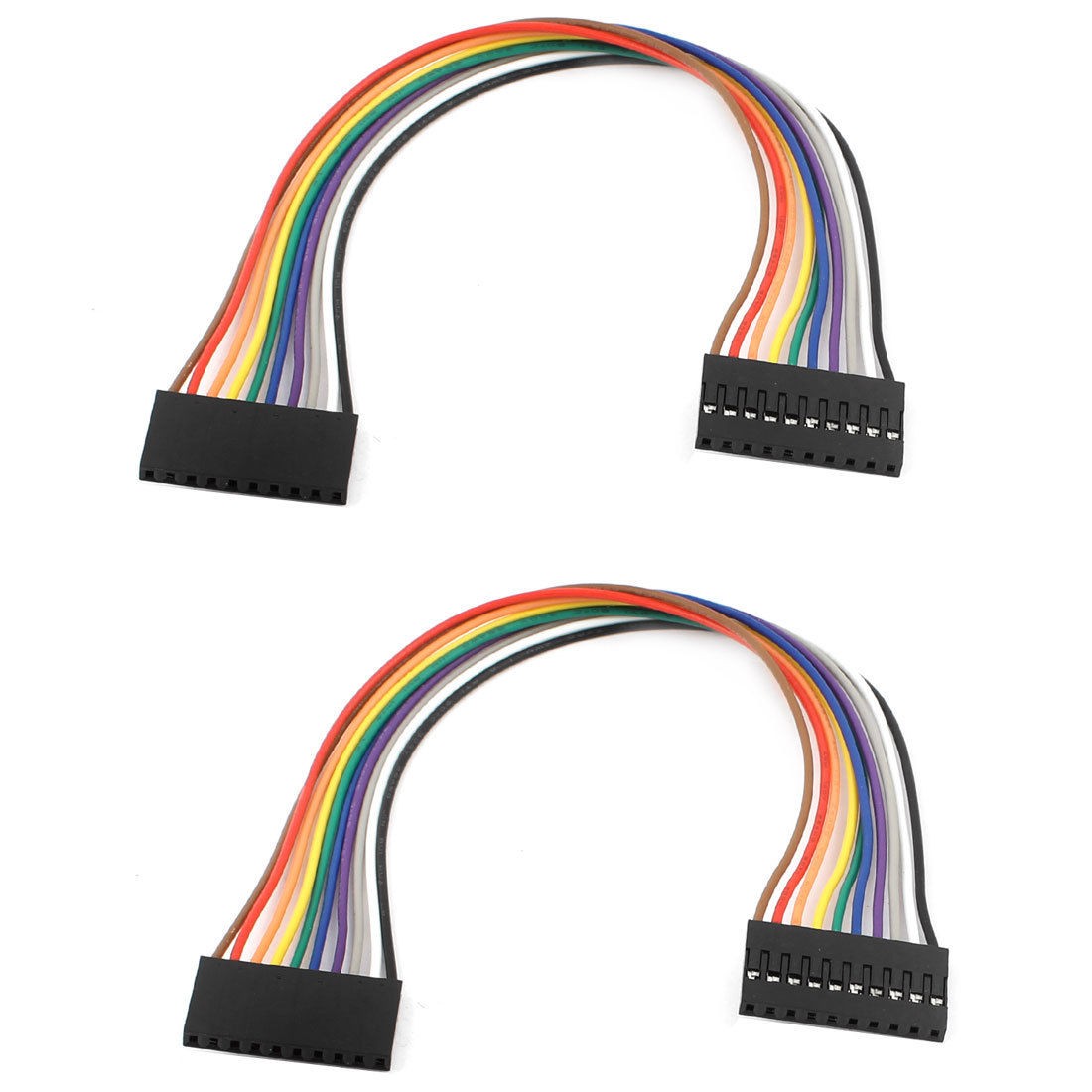 2pcs 2 54mm Pitch 10 Pin F F Female to Female Breadboard Jumper Wire 20cm Long