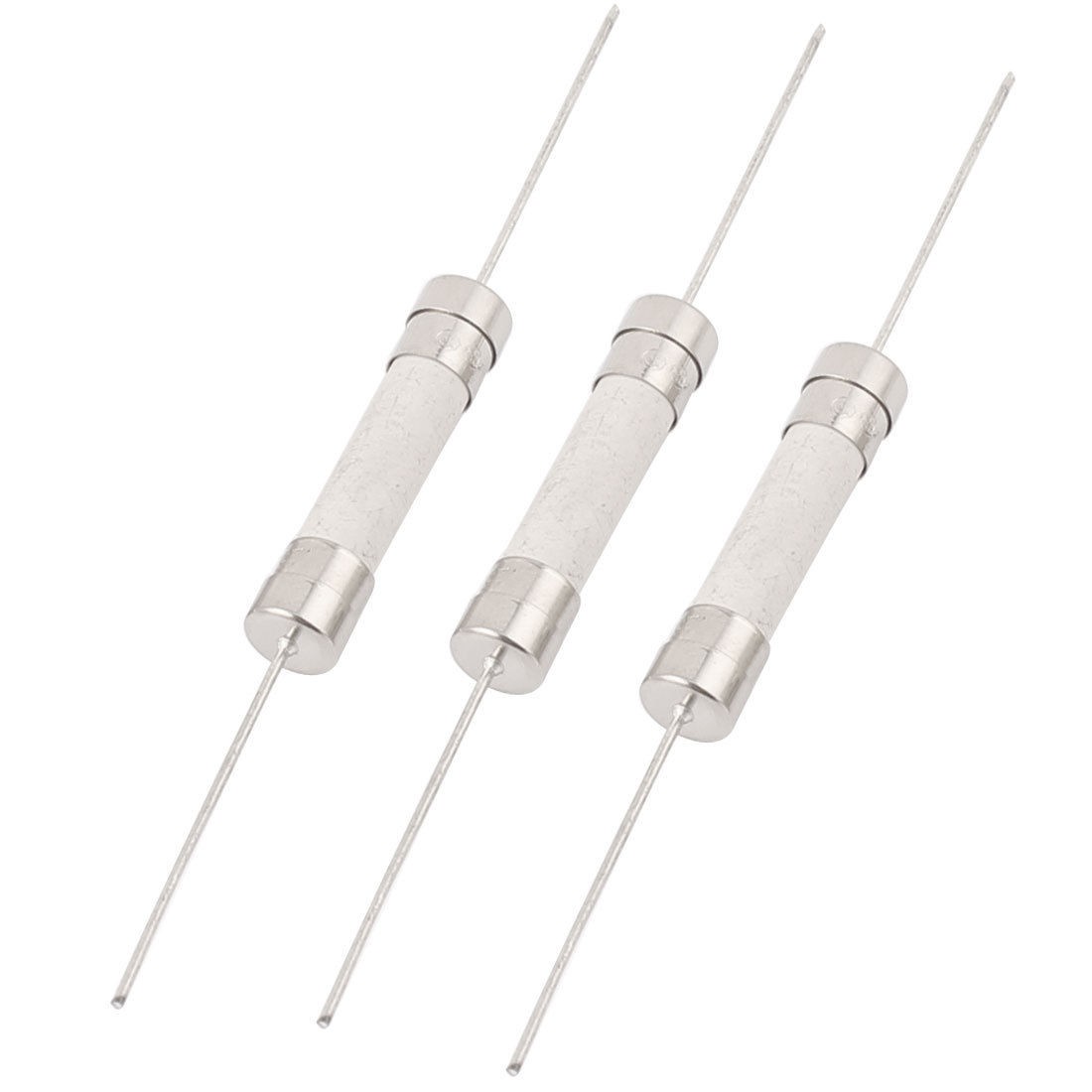 250V 25A 6mm x 30mm Fast Blow Acting Axial Lead Ceramic Fuse White 3pcs