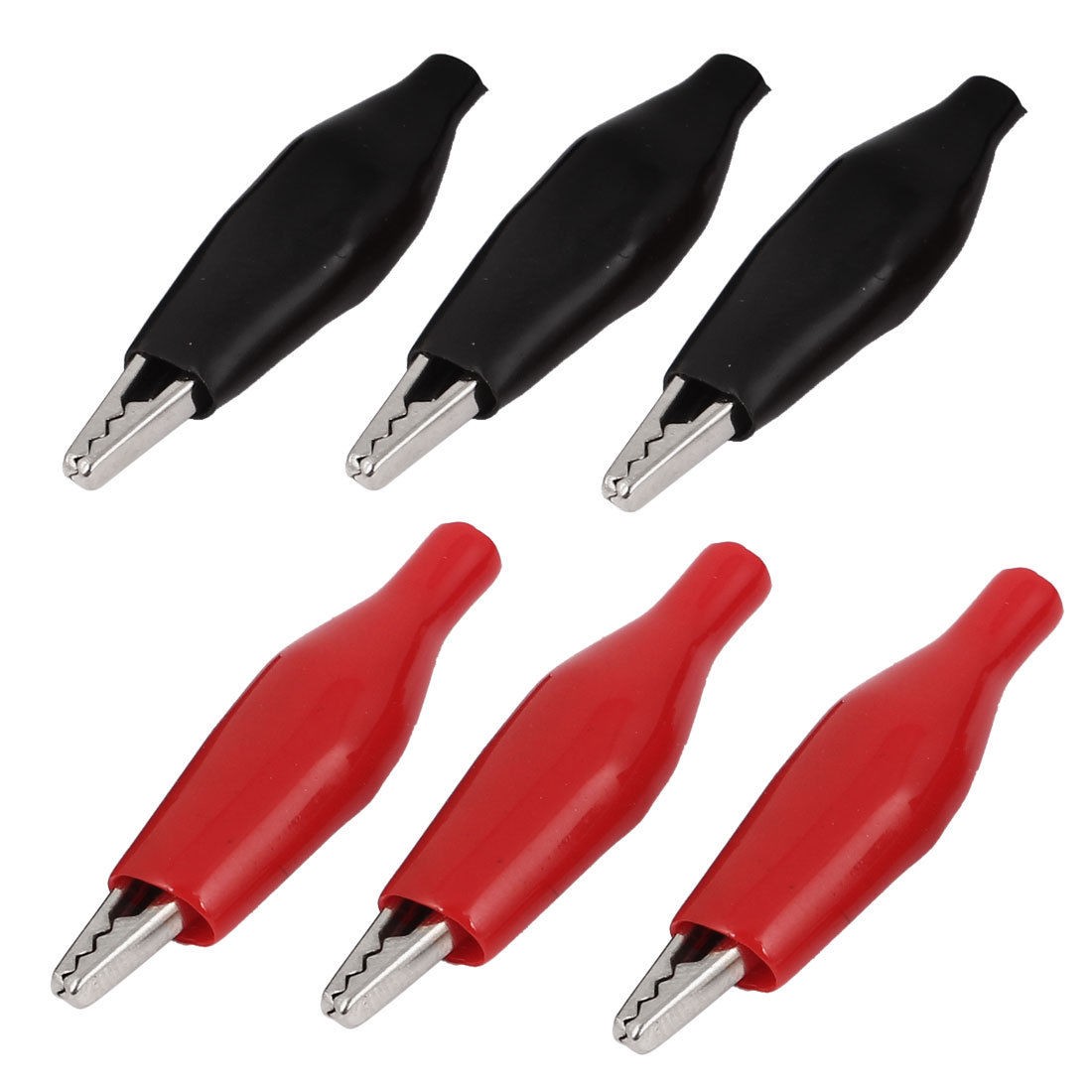 6 Pcs Red Black Boot Coated 40mm Long Crocodile Alligator Test Clip Connector