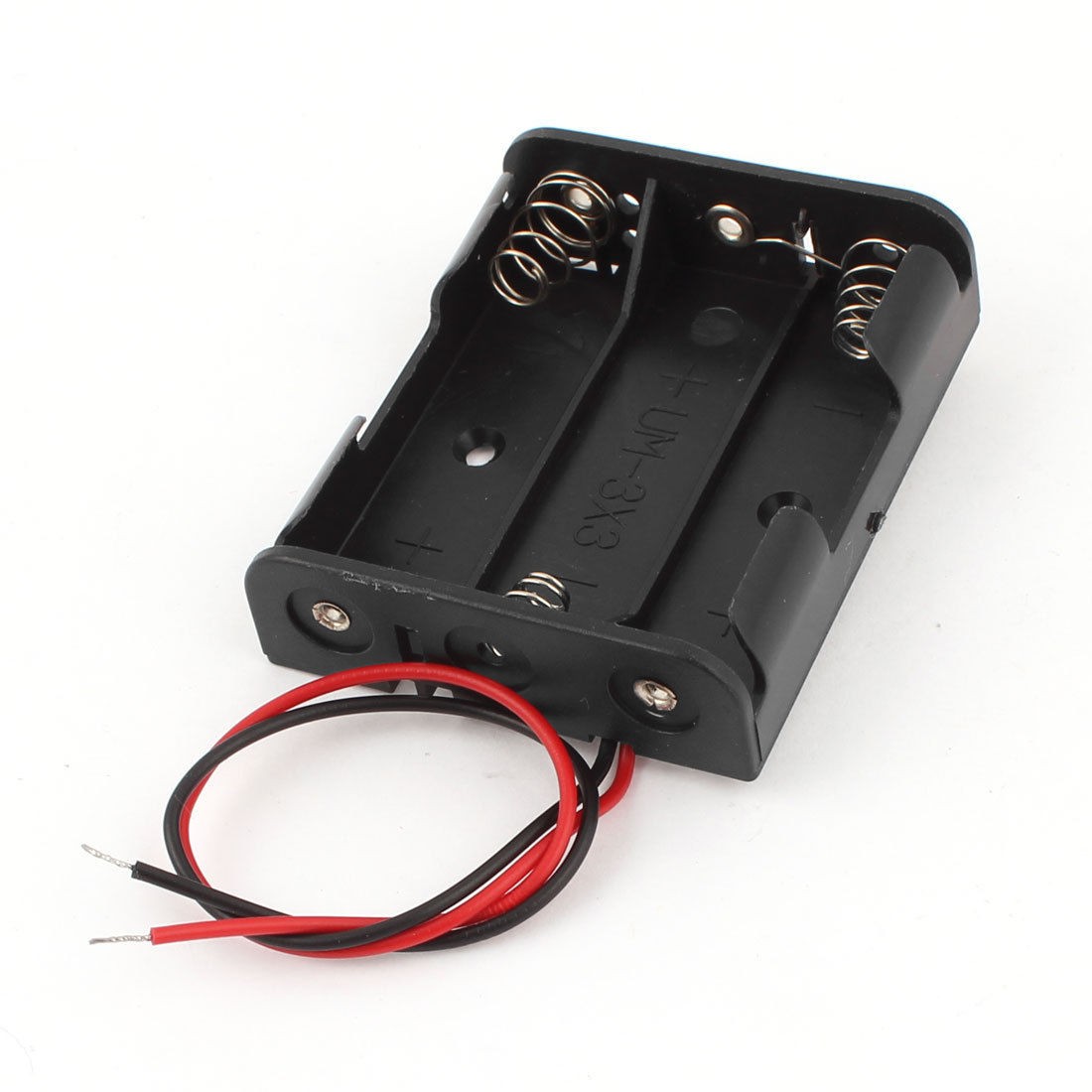 6" Wire Leads Plastic 3 x 1 5 V AA Battery Storage Case Holder Black