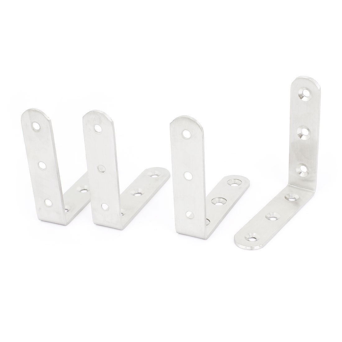 4 Pcs Silver Tone L Shaped Corner Brace Right Angle Bracket 80mm x 80mm x 20mm