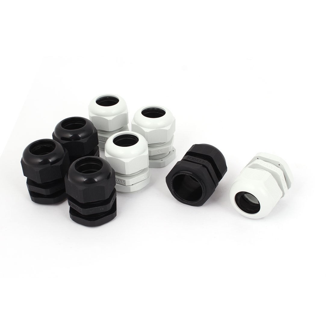 8 Pcs PG25 16mm 21mm Black White Waterproof Cable Glands Stuffing Locknut M30
