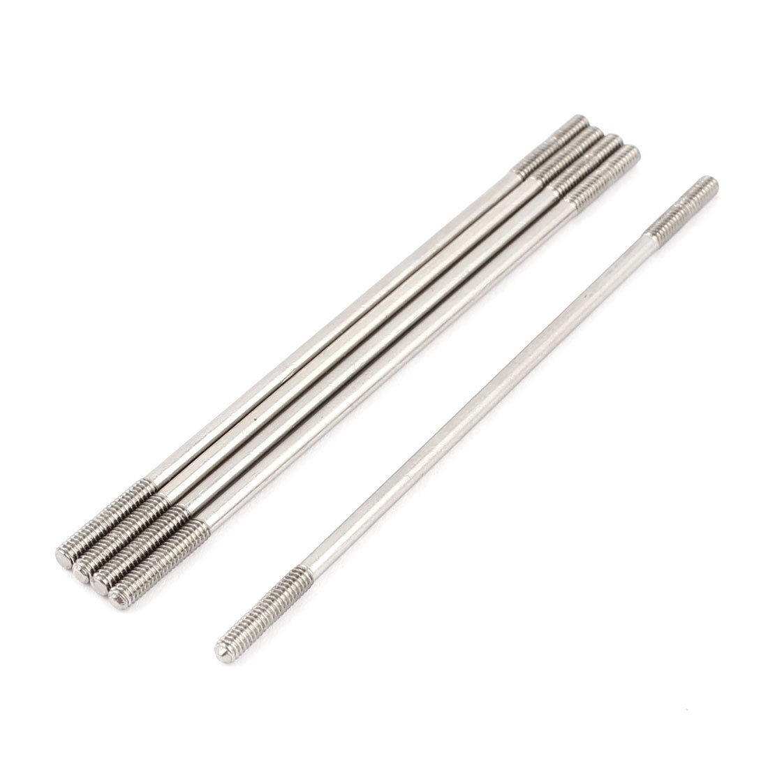 5 Pcs 65x3mm Silver Tone Stainless Steel Double End Rod for DIY RC Model Car