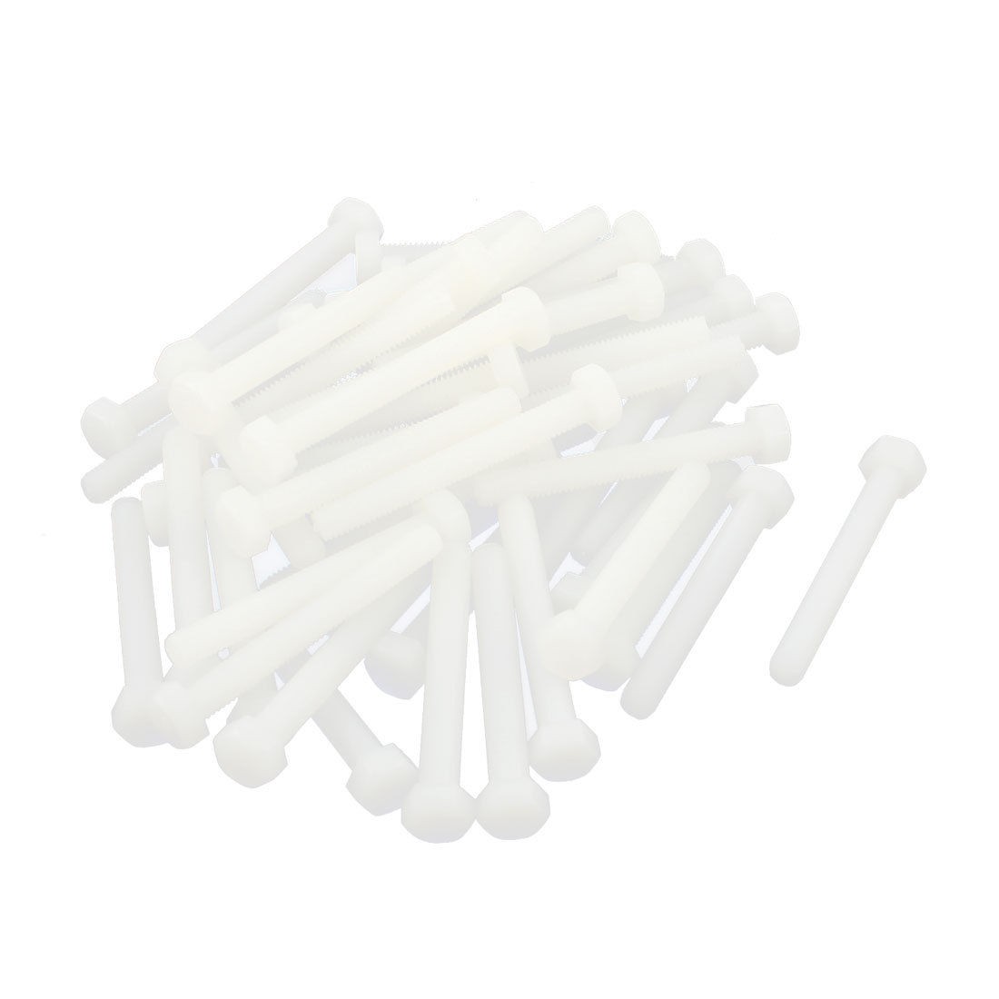 50 Pcs Plastic 5mm Thread Dia 40mm Length Bolts Fasteners Hex Head Screws