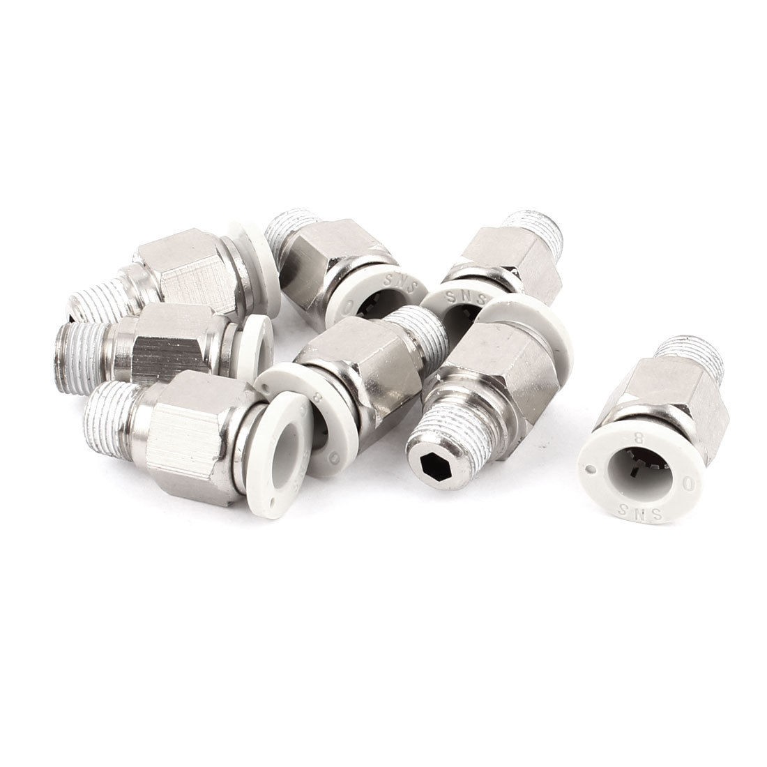 8 Pcs 8mm Tube 1 8 BSP Male Thread Quick Connector Pneumatic Air Fittings