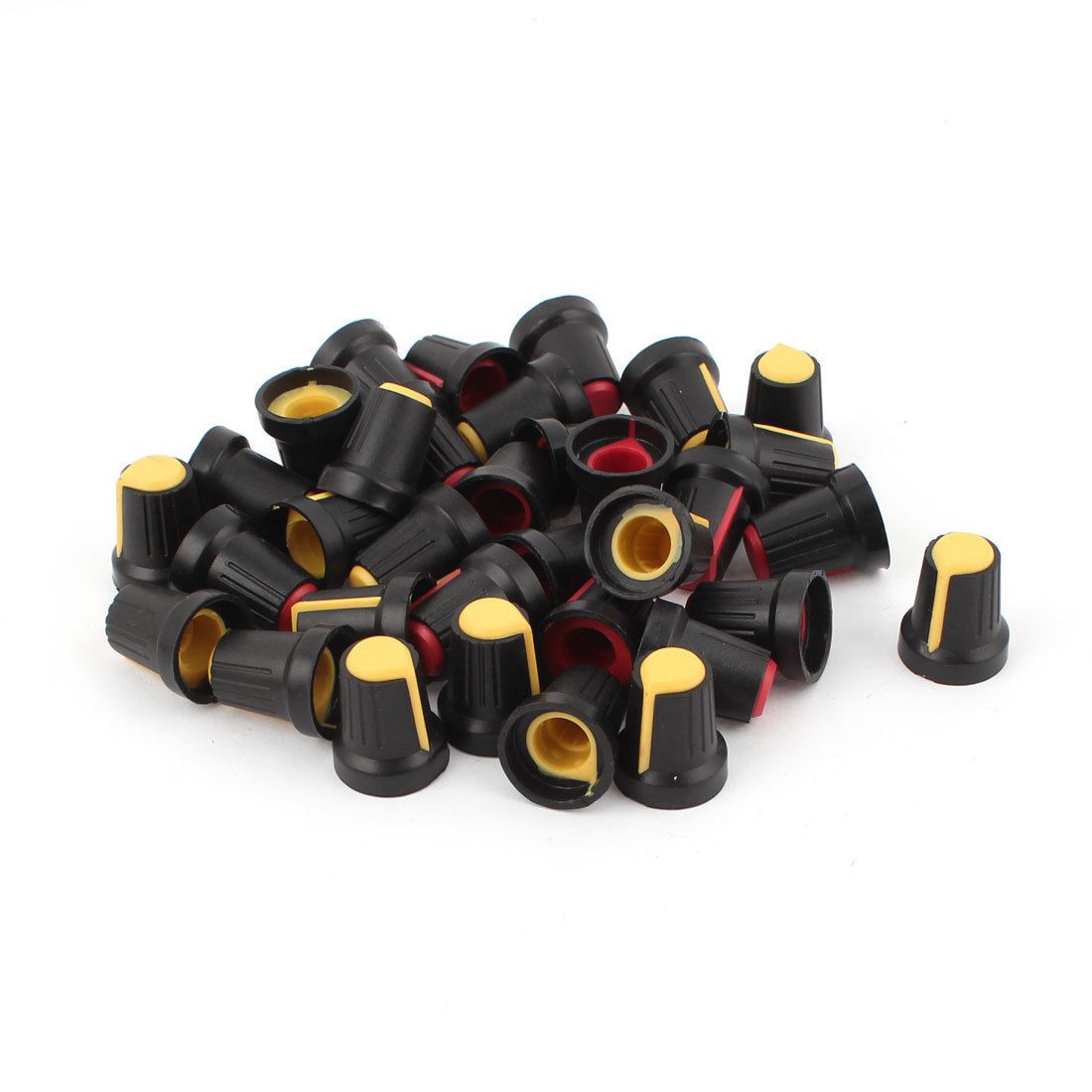 30 Pcs Yellow Red Potentiometer Rotary Control Knobs Caps for 6mm Dia Shaft