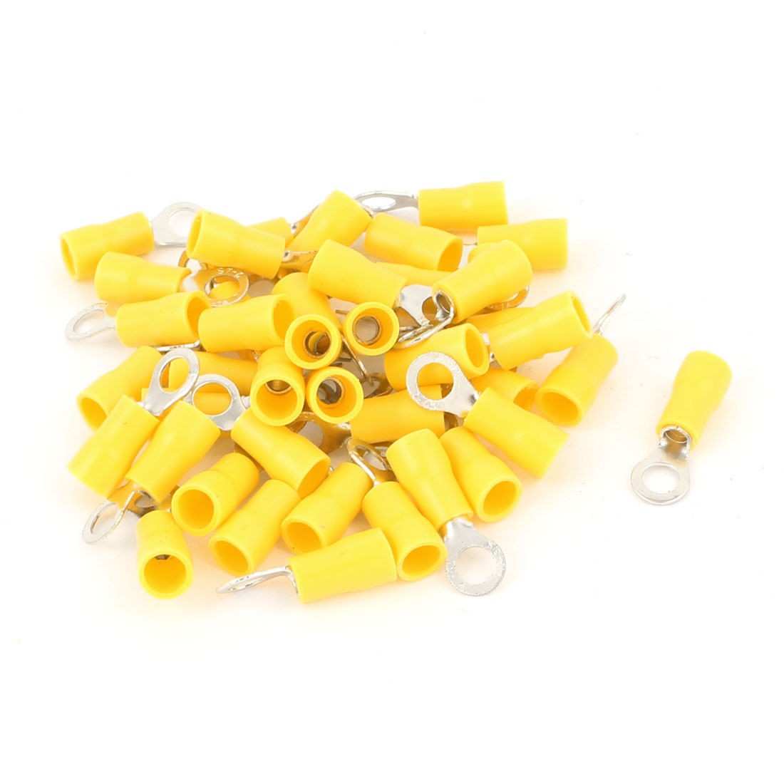 40 Pcs Insulated Ring Crimp Electric Cable Terminals Connector AWG 16 14 Yellow