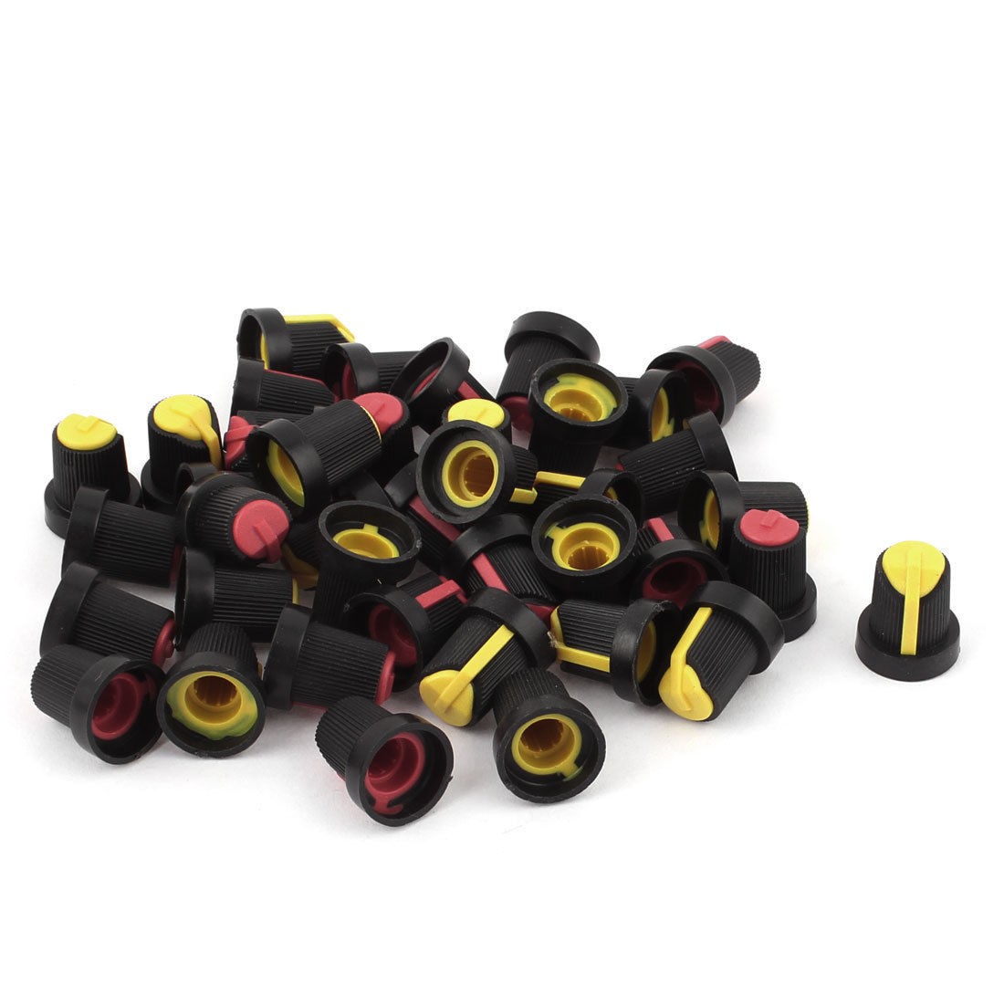 40 Pcs Red Yellow Potentiometer Rotary Control Knobs Caps for 6mm Dia Shaft