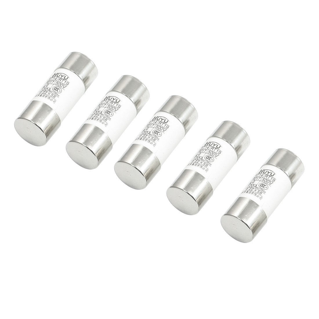 5 Pcs AC 500V 100A RT14 RT19 R017 Ceramic Tube Cylindrical Fuse Link 22mm x 58mm