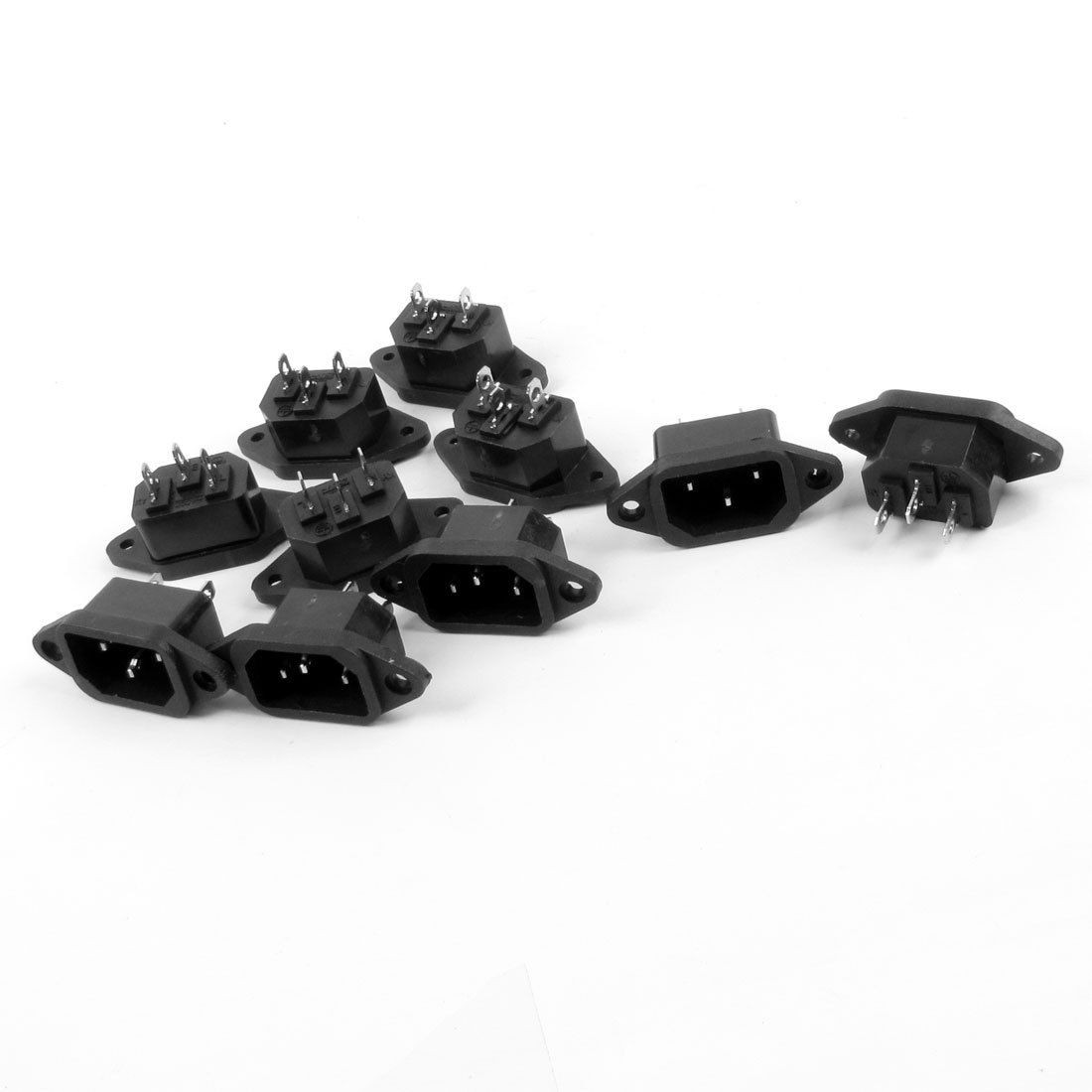 10 Pcs Electrical Cooker IEC320 C14 Power Supply Plug Adapter 250V 10A