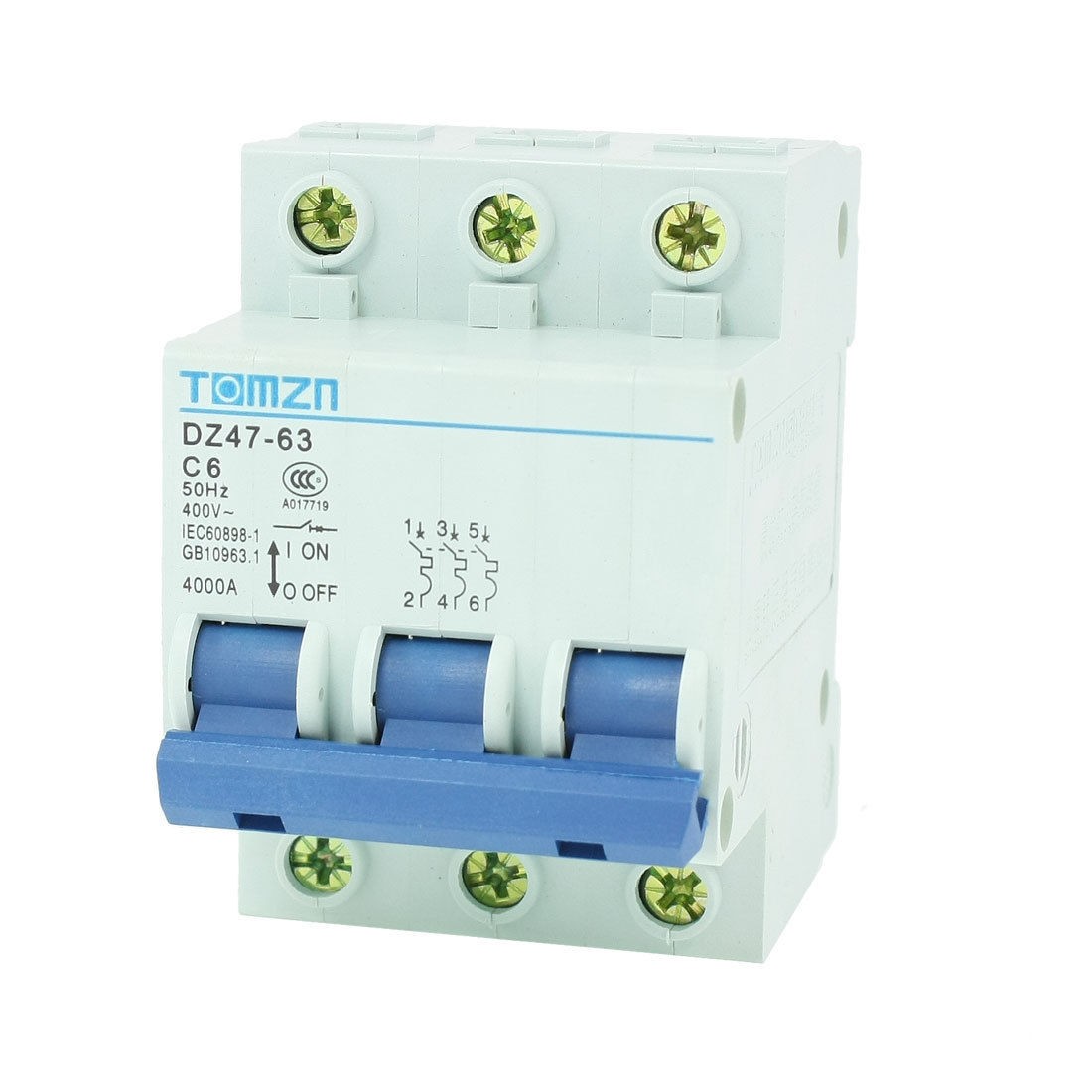 AC 400V 6A Three Poles Overload Protection MCB Mini Circuit Breaker