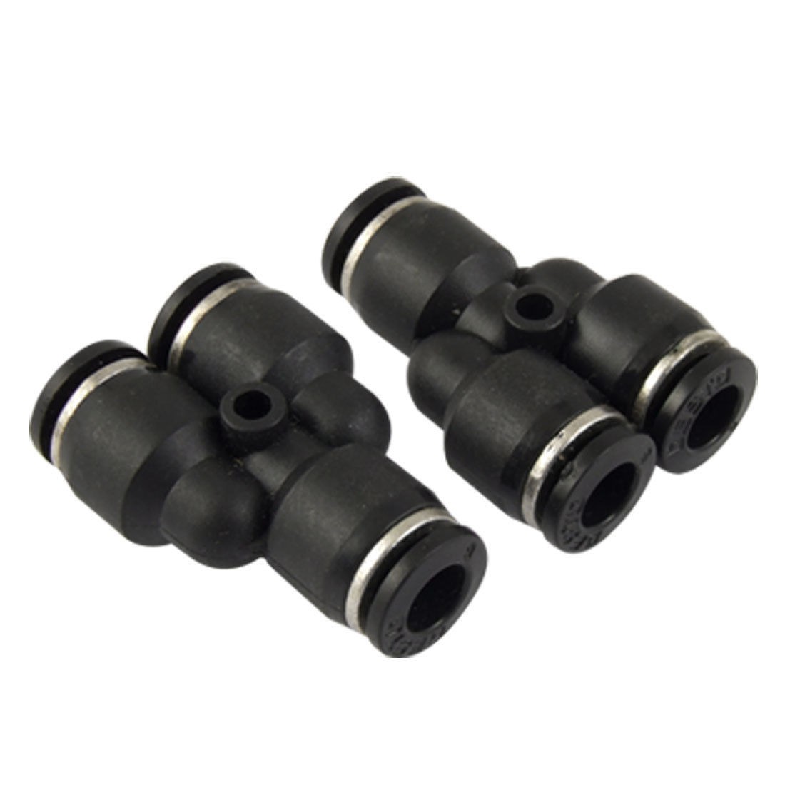 8mm Dia Y Shaped Push In Pneumatic Fitting Black 2 Pcs