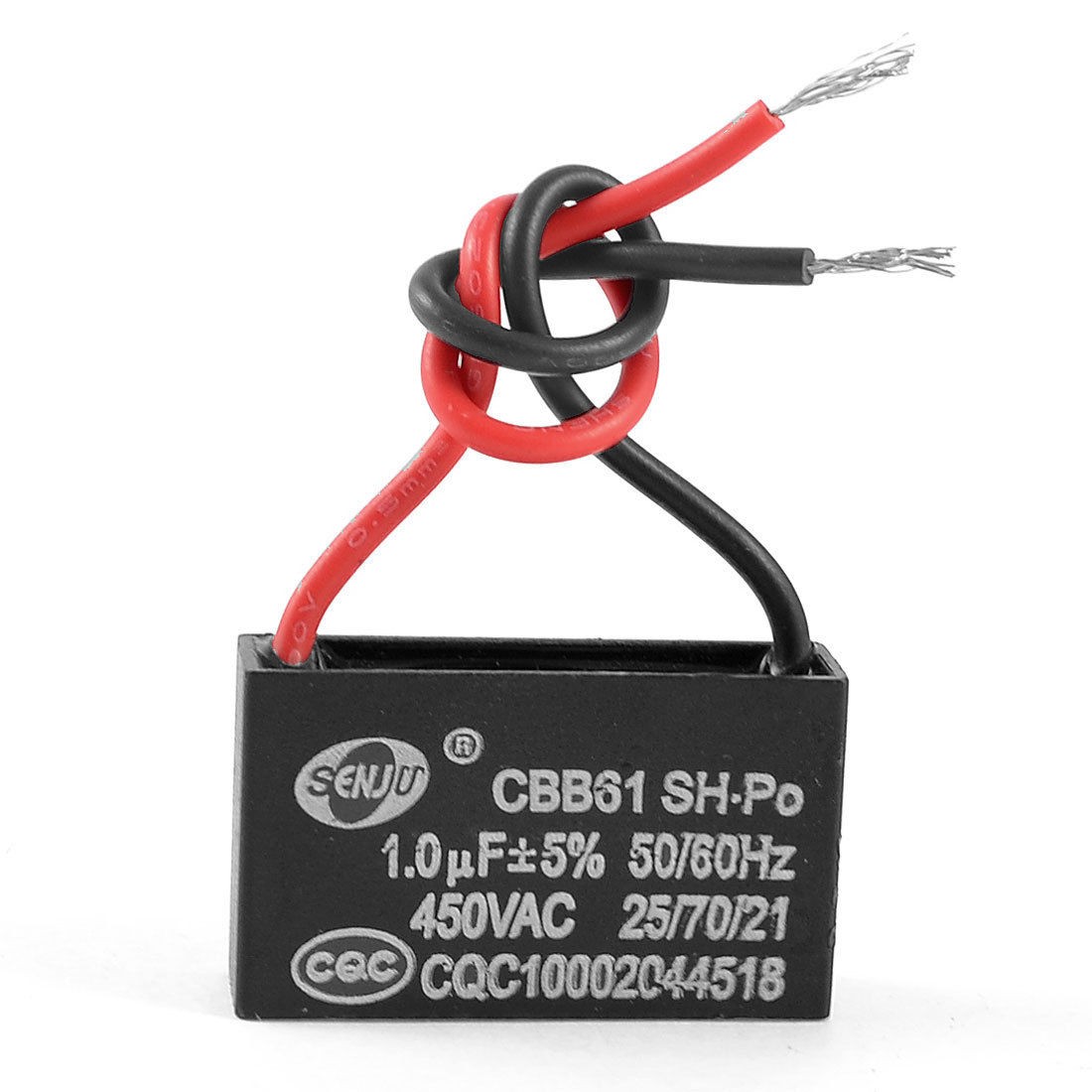 CBB61 1uF 450VAC 50 60Hz 2 Wires Rectangle Non Polar Motor Capacitor