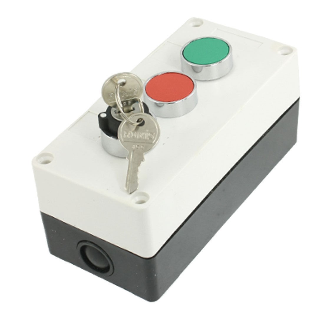 AC 400V 10A Red Green Cap Momentary on/off Keylock Switch Push Button Station