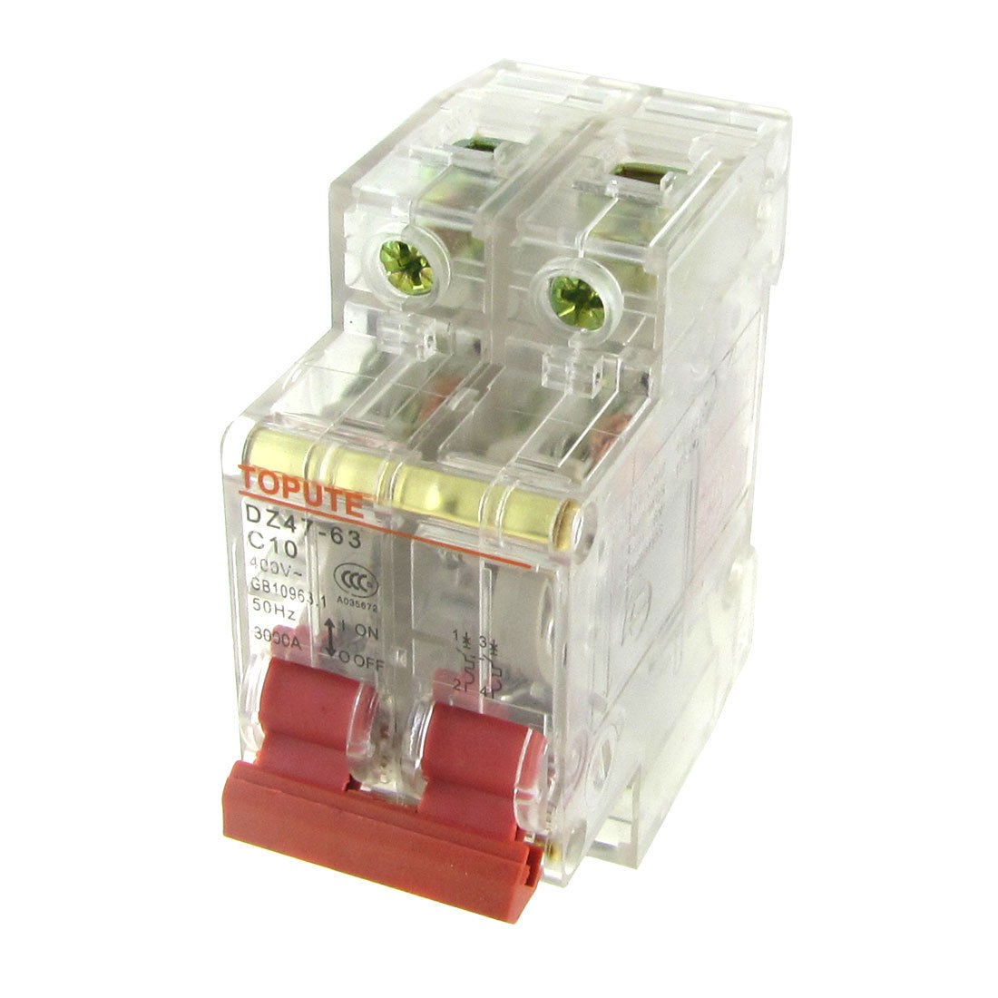 AC 400V 10A 2P Transparent Miniature Mini Circuit Breaker