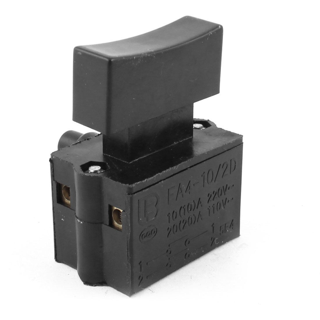 AC 220V/10A AC 110V/20A Flat Button 4 Screw Terminal DPST Electric Tool Switch