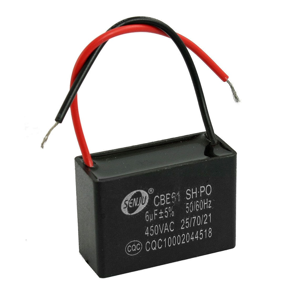 CBB61 SH 6uF 450VAC Motor Running Fan Capacitor Black