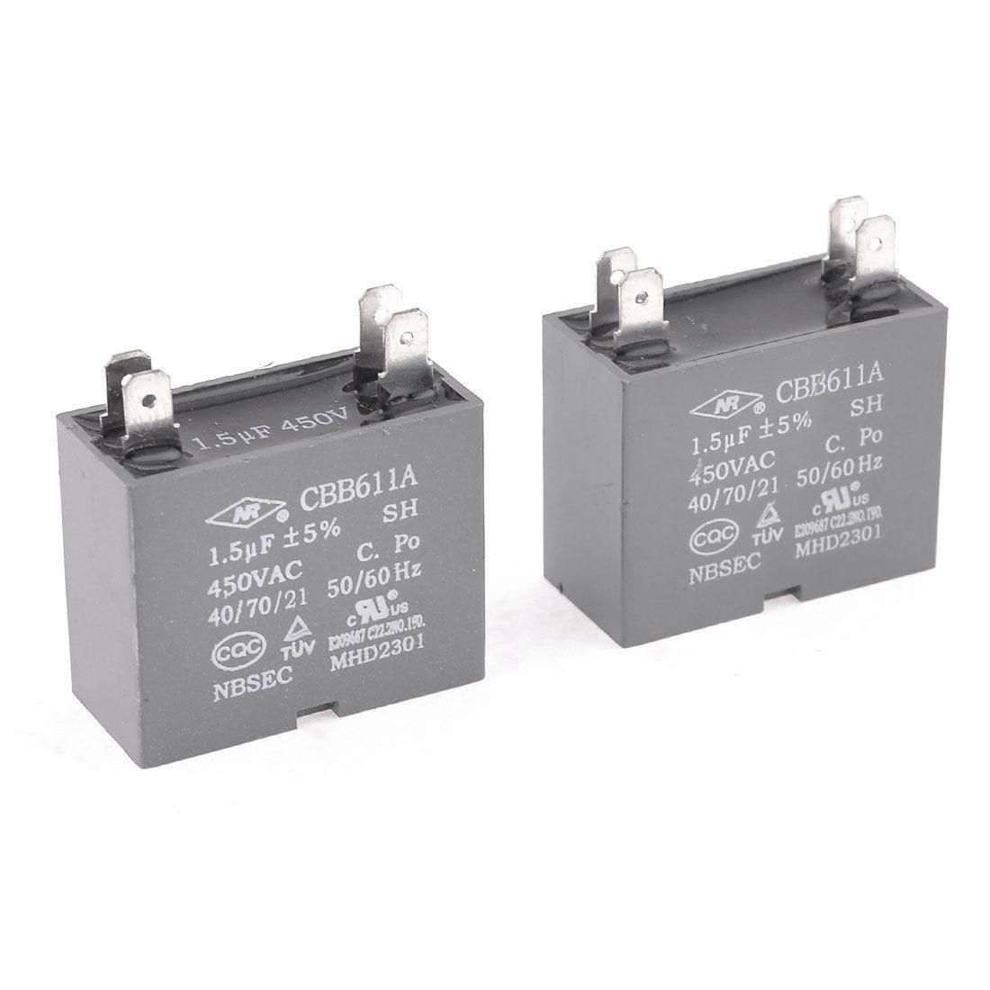 1.5uF Capacity 450V AC Air Conditioner Fan Motor Run Capacitor CBB61 2 Pcs
