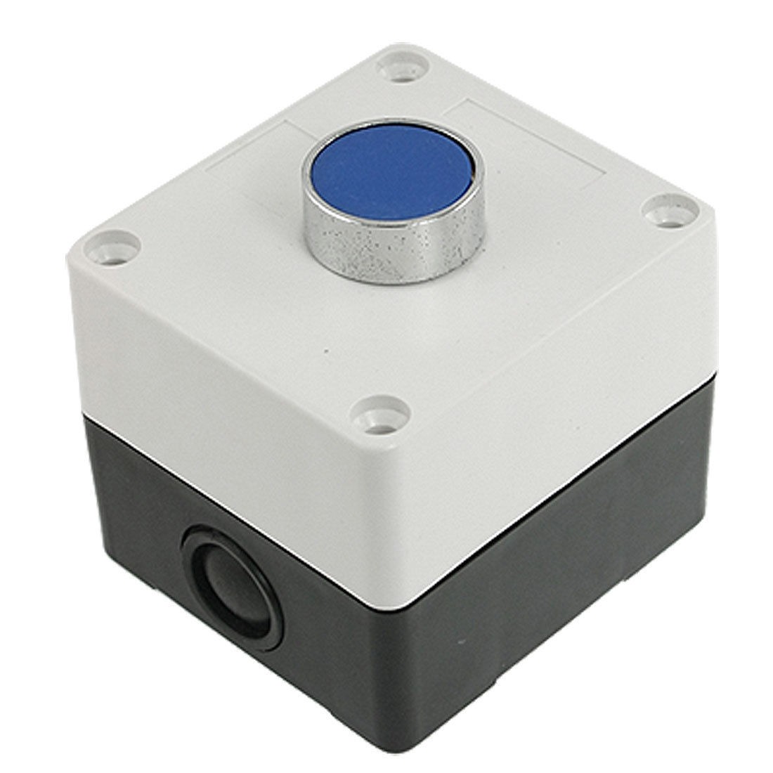 AC 240V 3A Blue Sign Flat Cap Momentary Push Button Switch Station Box 1 NO N/O