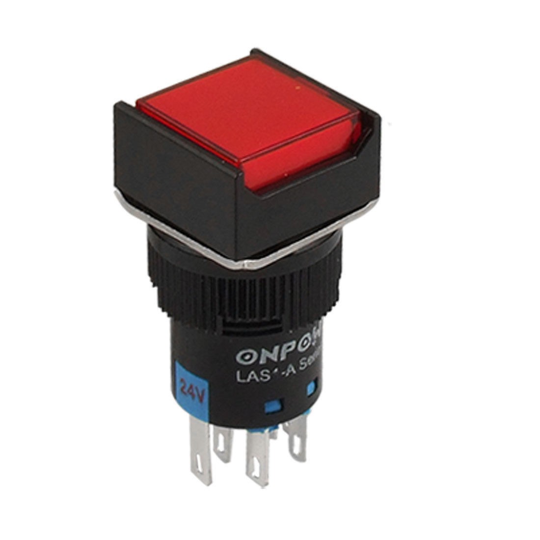 DC 24V Red Cap Light Panel Mounting Push Button Switch