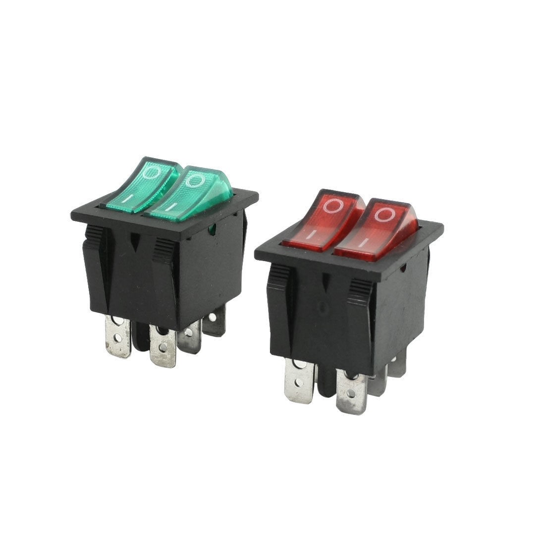 Red Green Illuminated Light On/Off Boat Rocker Switch 6A/250V 20A/125V AC 2 Pcs