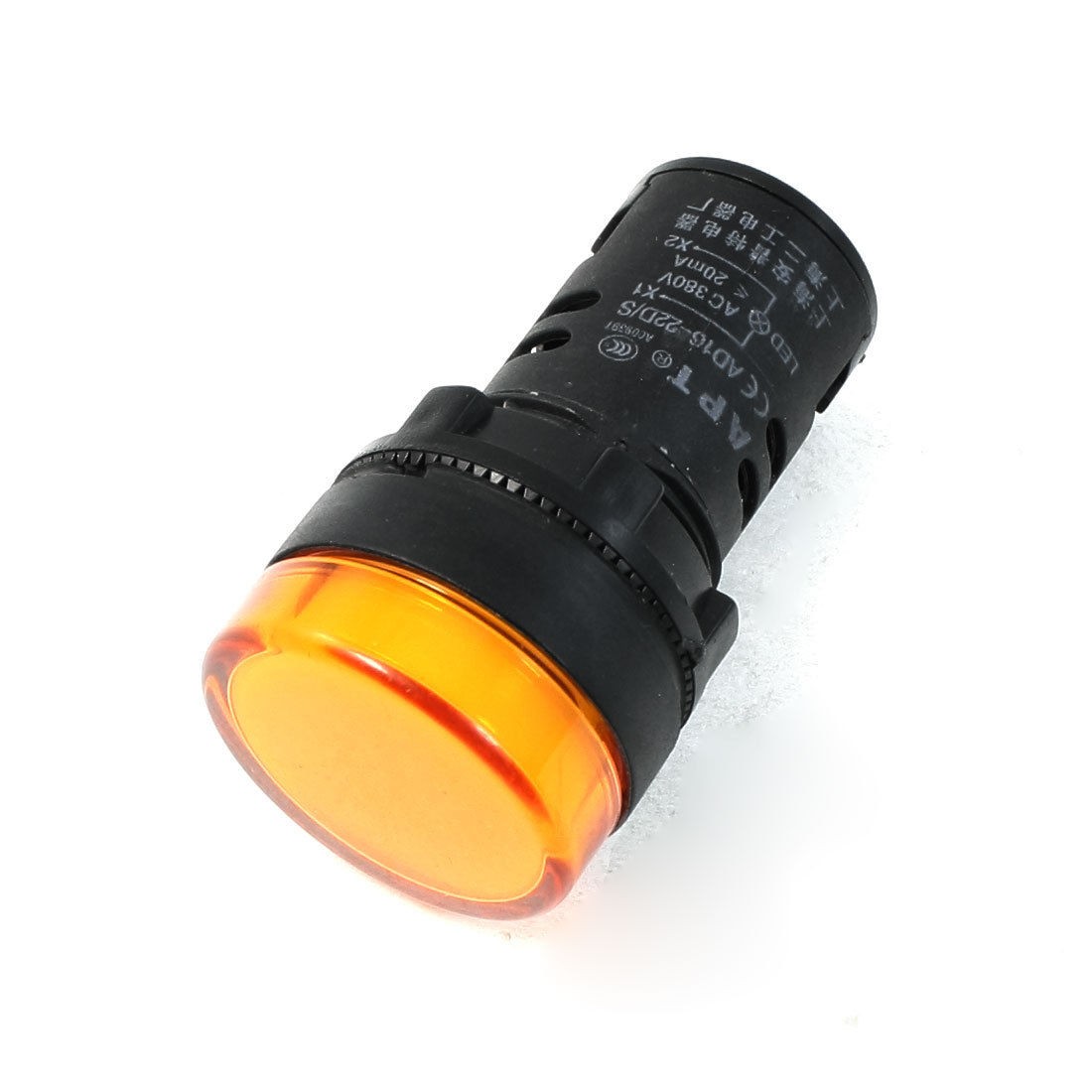 AC380V 22mm Dia Thread Yellow LED Indicator Light for Machine Control Unit