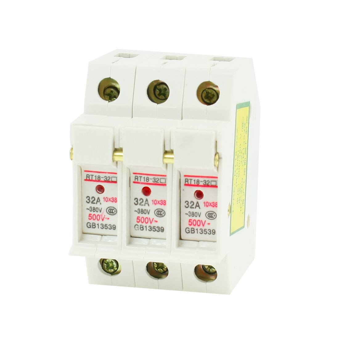 RT18-32A 3 Poles 10x38mm Cylindrical Fuse Holder w LED Light