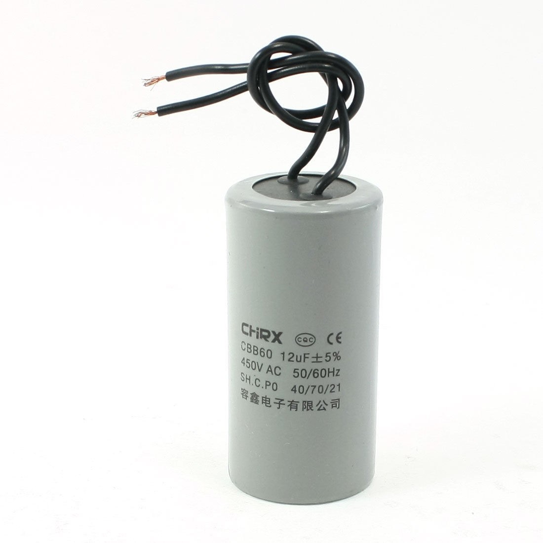 CBB60 AC 450V 12uF Polypropylene Film Motor Running Capacitor Gray