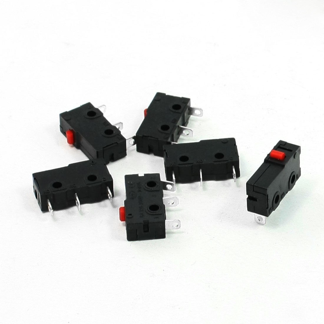 5 Pcs AC 125V 5A SPDT 3 Pins Red Push Button Actuator Miniature Micro Switch