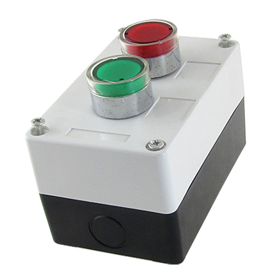 AC 110V Red Green Signal Lamp Momentary Push Button Switch Station Box NO N/O