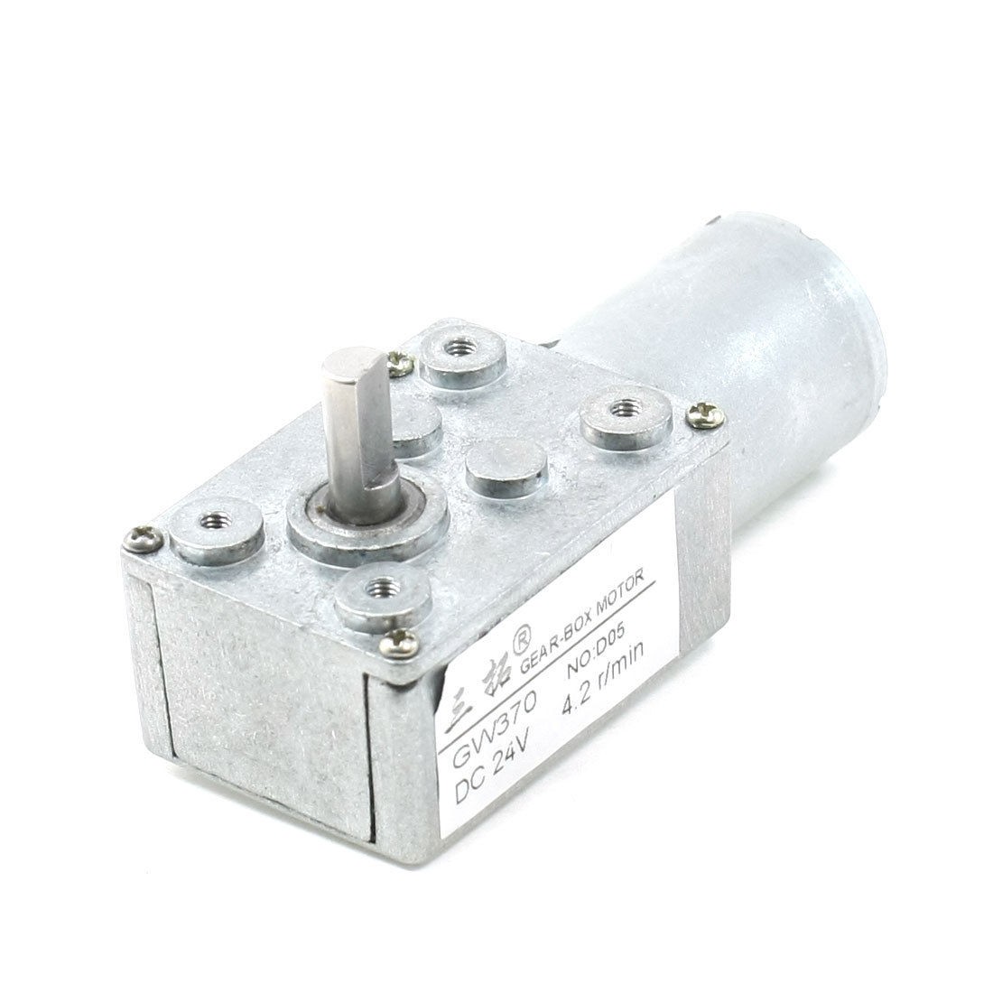 6mm Shaft Rectangle Gear Box Electric Turbo Worm Geared Motor DC 24V 4.2RPM