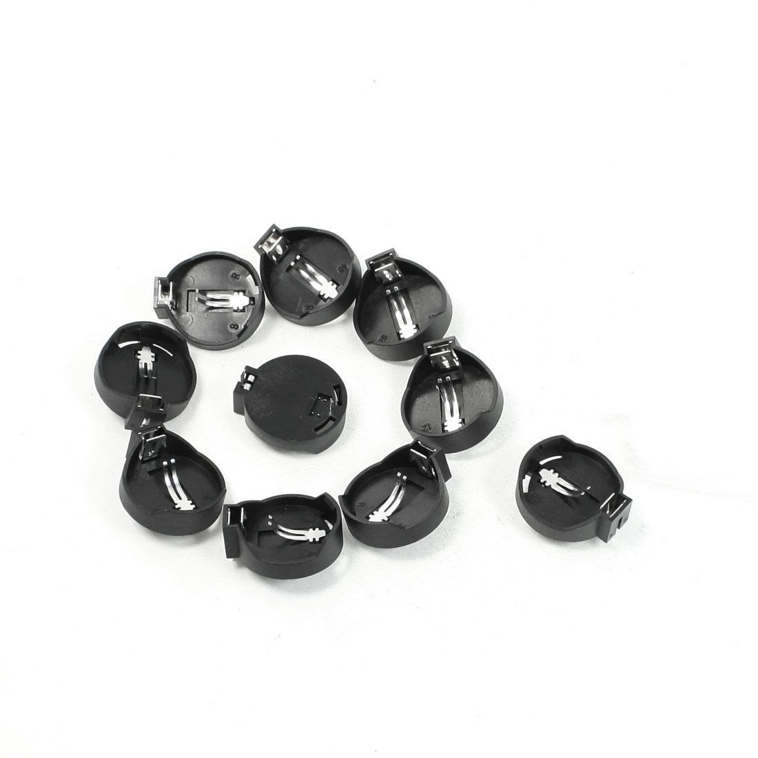 10 Pieces Black Round Button Battery Holder Case for CR2032 2025