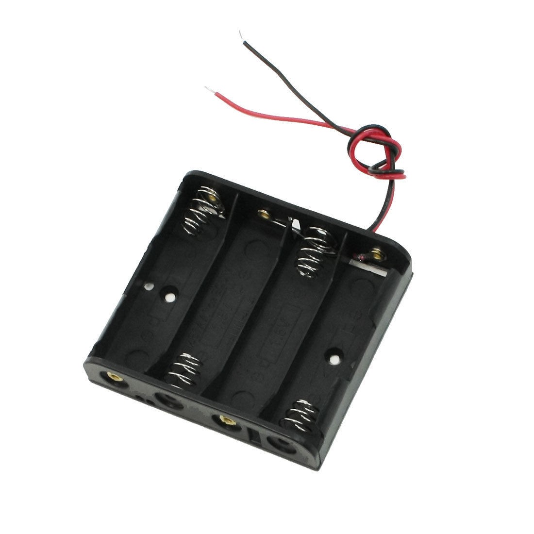 Black Plastic Storage Case 4 x 1.5V AA Battery Holder w Wire Leads