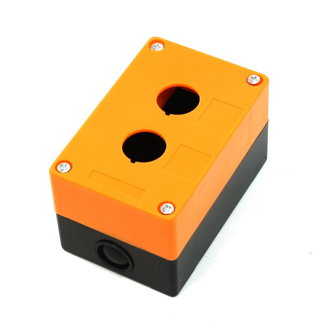 Black Orange Dual Buttons Pushbutton Switch Control Station Box w 4 Screws