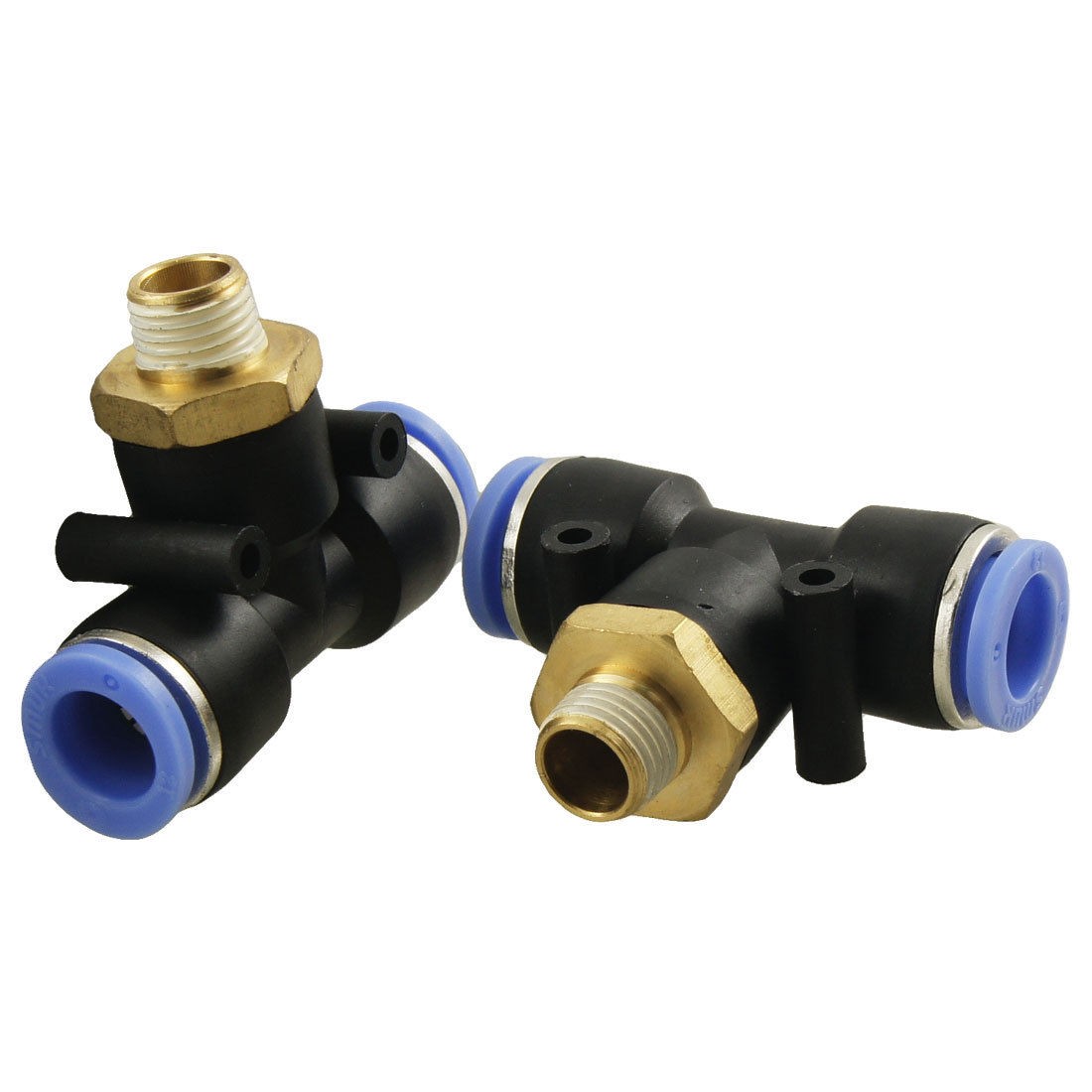2 Pcs Pneumatic 12 5mm Thread 12mm One Touch Push in T Joint Quick Fittings
