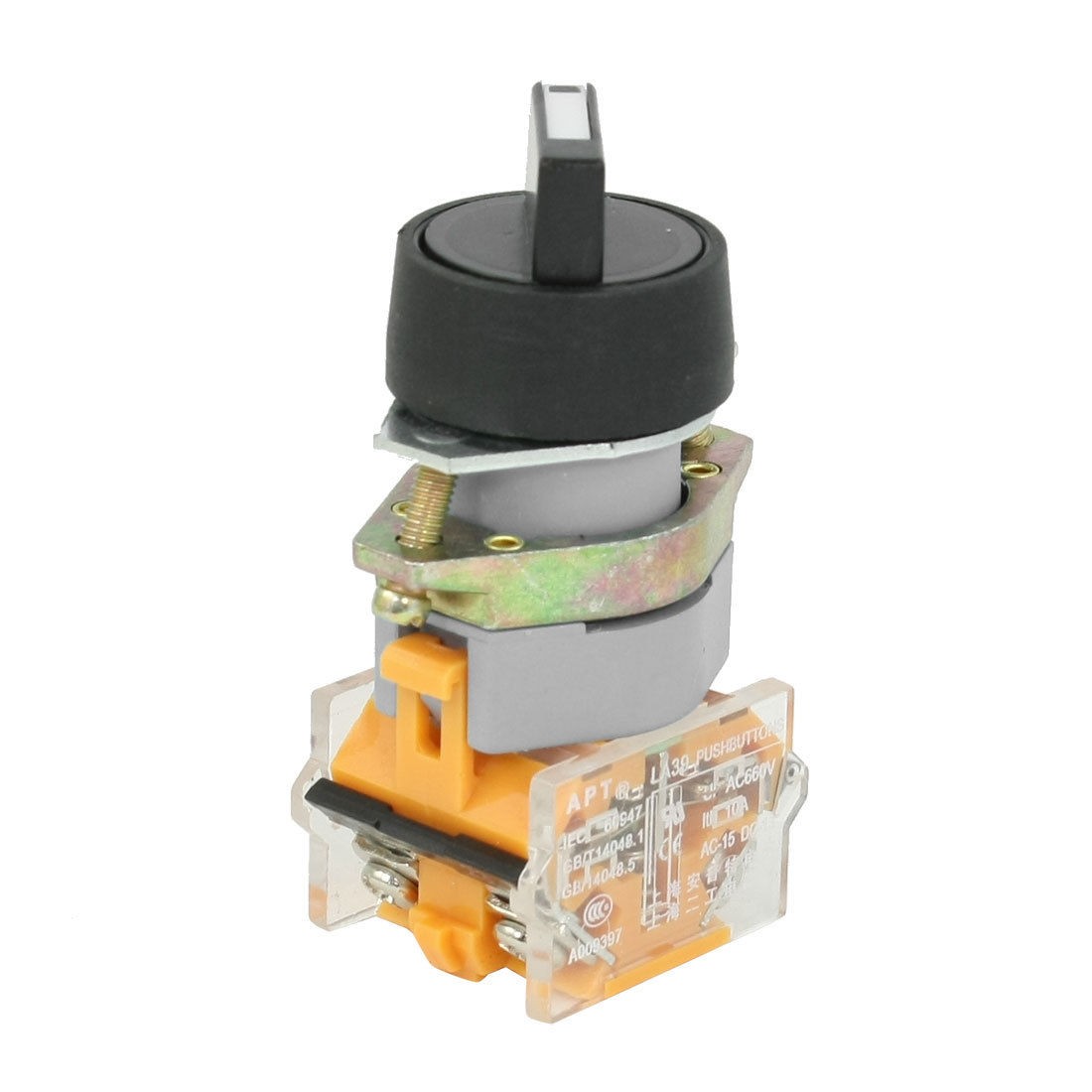 AC 660V 10A 1NO 1NC DPST 2 Position Rotary Selector Latching Push Button Switch