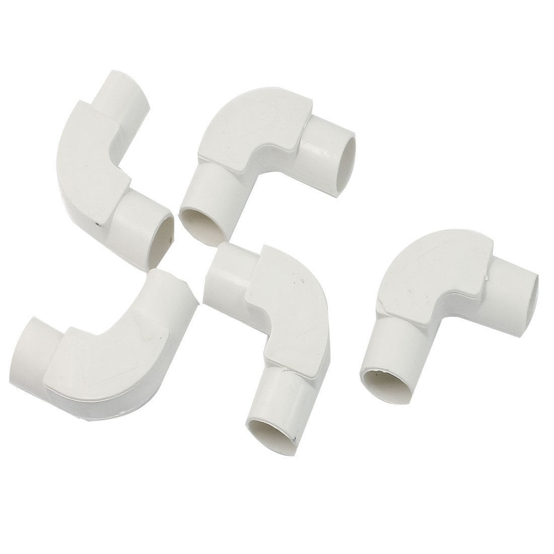 5 Pcs 20mm Inner Dia. 90 Degree Elbow White PVC Pipe Connectors w Cover