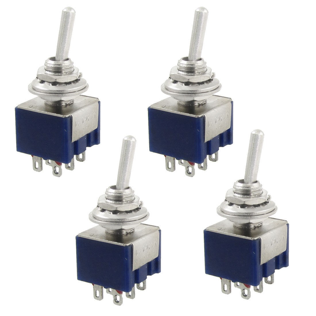 4 Pcs AC 125V 6A Amps ON/Center OFF/ON 3 Position DPDT 6 Pins Toggle Switch