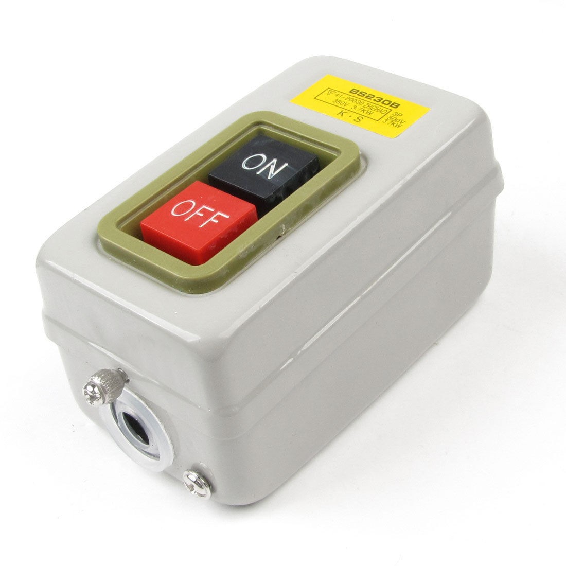 3P 380V 3.7KW Self Lock On OFF Power Push Button Control Switch BS230B