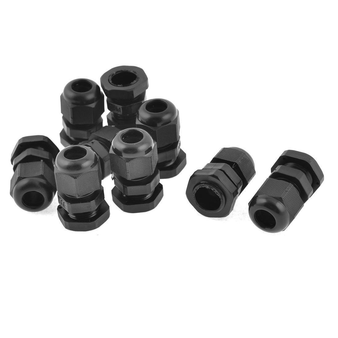 9 Pcs Waterproof PG9 Plastic Cable Glands Fasteners Black