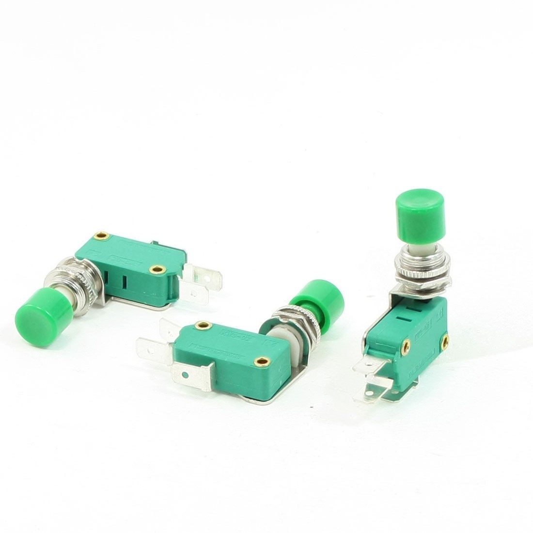 3 Pcs SPDT 3 Pins Green Button Actuator Momentary Miniature Micro Switch