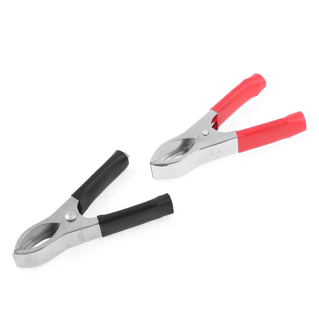 2 Pcs 30A Plastic Boots Coated Metal Silver Tone Alligator Clips 75mm