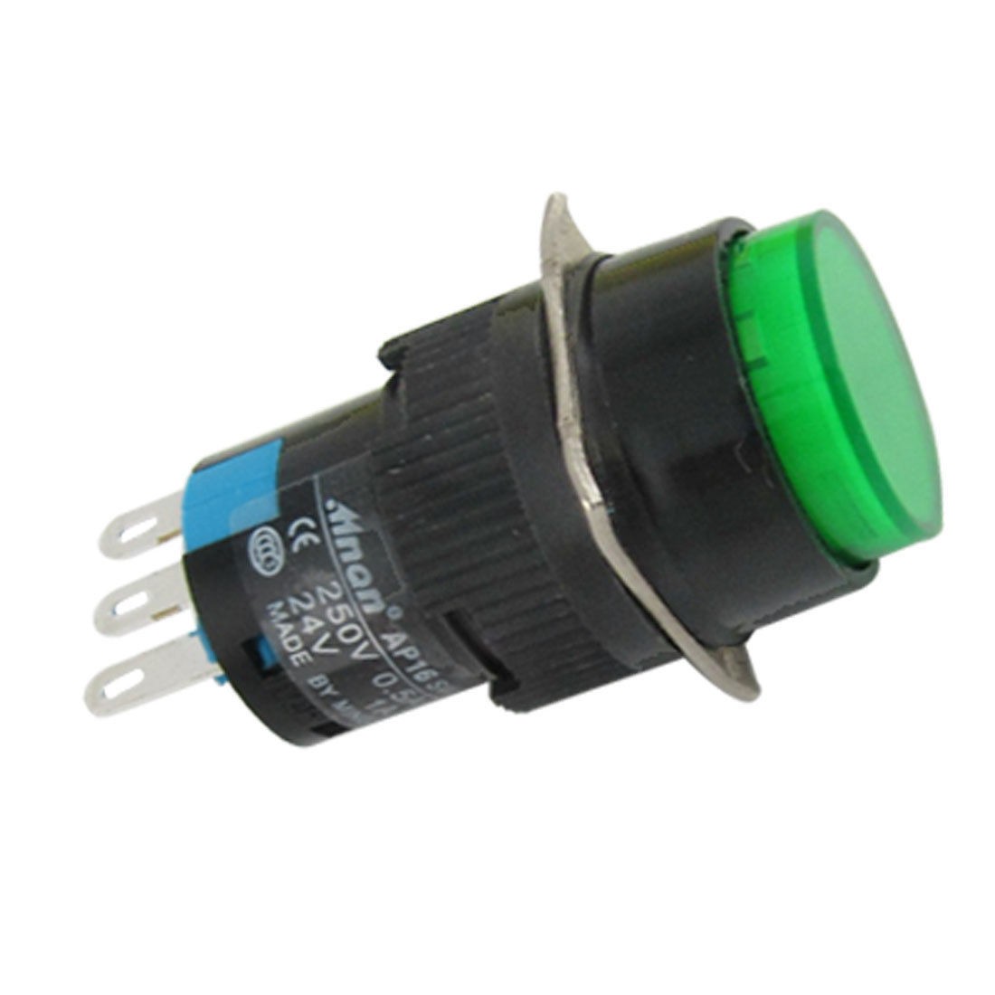 Green Round Cap 250V Momentary Push Lamp Switch Button