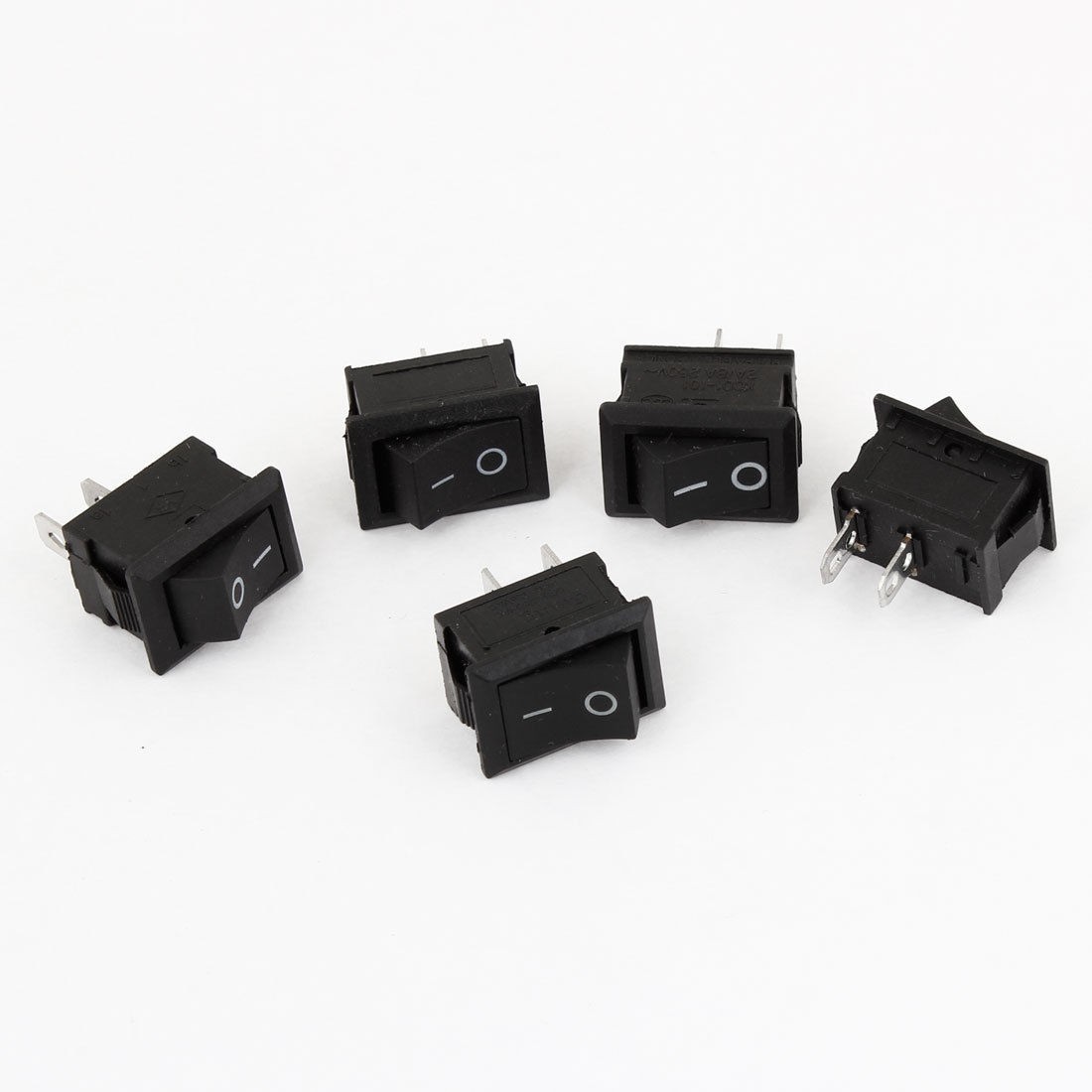 5 x AC 250V 2/8A 2 Pin SPST ON/OFF I/O Panel Mount Rocker Switch Button Black