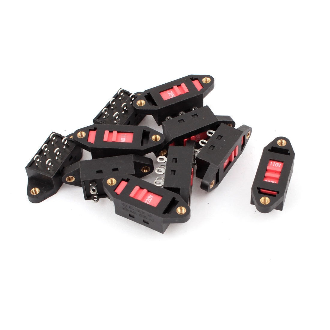 AC 110V 220V 6 Pin Terminals DPDT Voltage Selector Slide Switch 10 Pcs